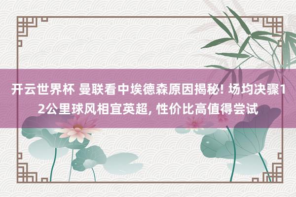 开云世界杯 曼联看中埃德森原因揭秘! 场均决骤12公里球风相宜英超, 性价比高值得尝试