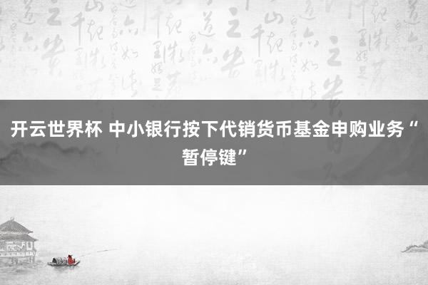 开云世界杯 中小银行按下代销货币基金申购业务“暂停键”
