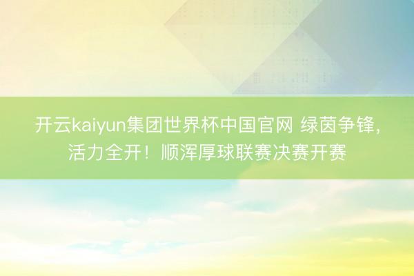 开云kaiyun集团世界杯中国官网 绿茵争锋,活力全开!顺浑厚球联赛决赛开赛