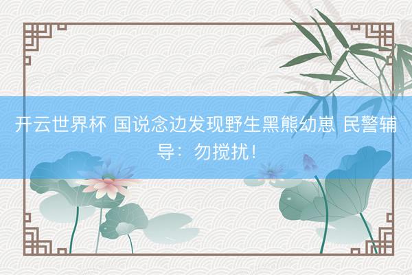 开云世界杯 国说念边发现野生黑熊幼崽 民警辅导:勿搅扰!