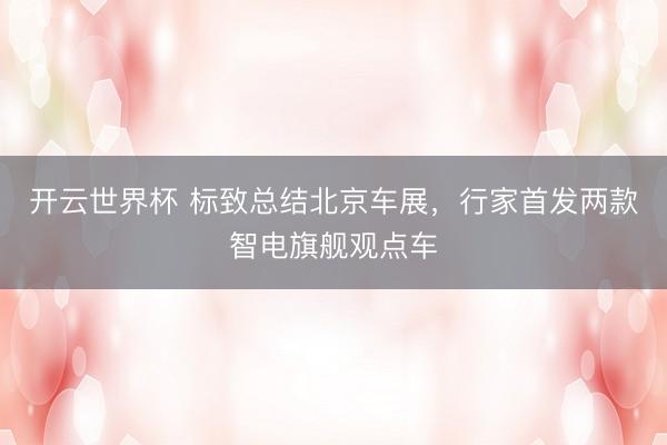 开云世界杯 标致总结北京车展,行家首发两款智电旗舰观点车