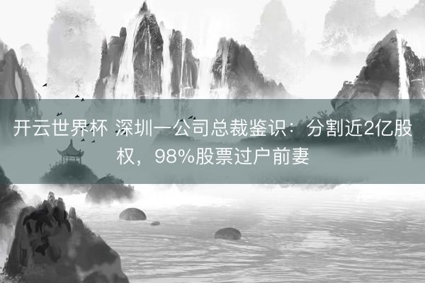 开云世界杯 深圳一公司总裁鉴识:分割近2亿股权,98%股票过户前妻