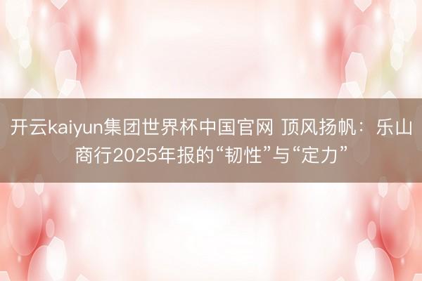 开云kaiyun集团世界杯中国官网 顶风扬帆:乐山商行2025年报的“韧性”与“定力”